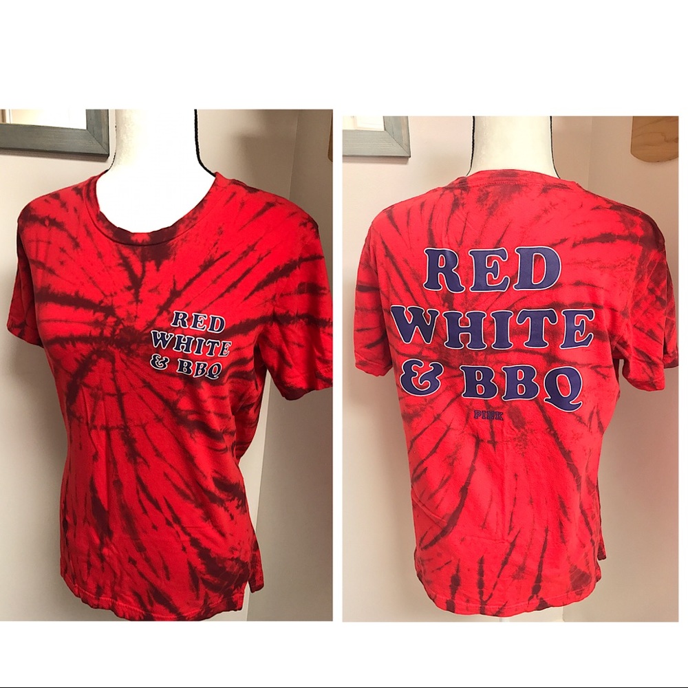 NWOT-Pink Victoria's Secret-  XS Red Tie Dye Tee-